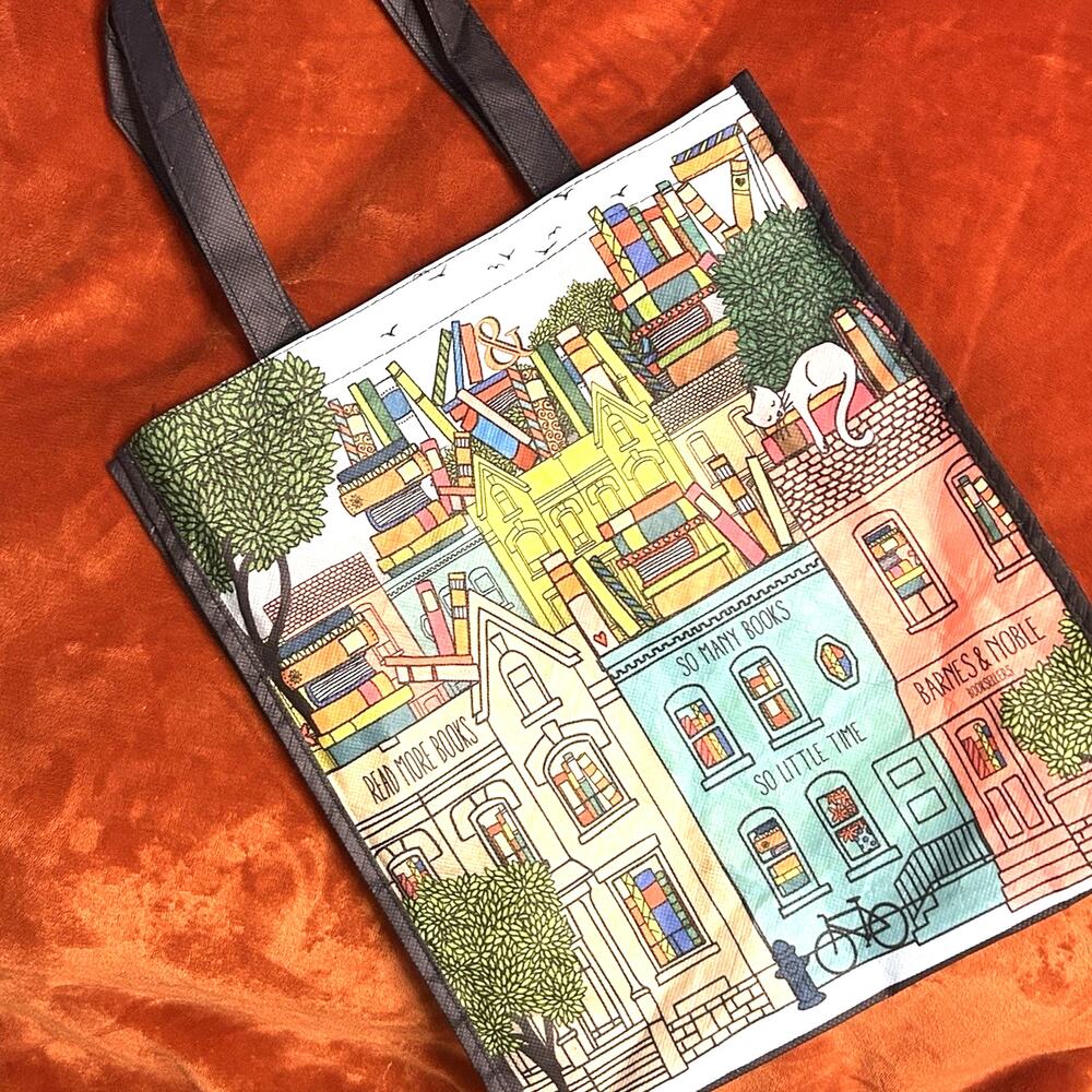 Barnes & Noble Reusable Tote Bag Bookstore Bookseller Literary Print Cityscape
